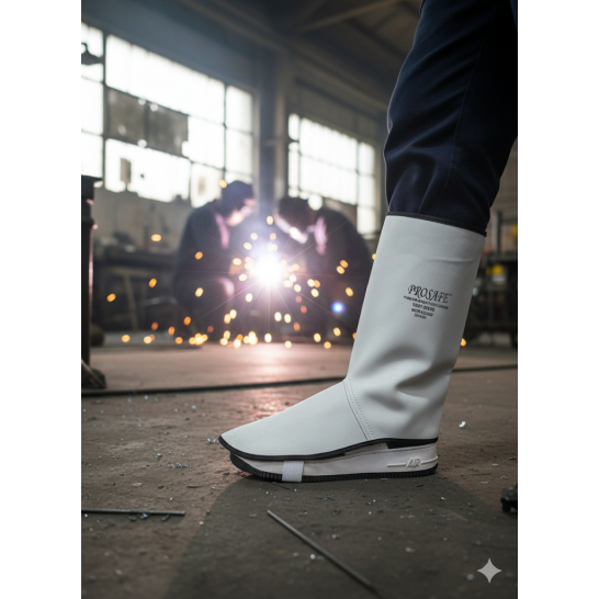 PROSAFE Cowhide Leather Shoe Cover with Velcro. Welding Foot Protection.