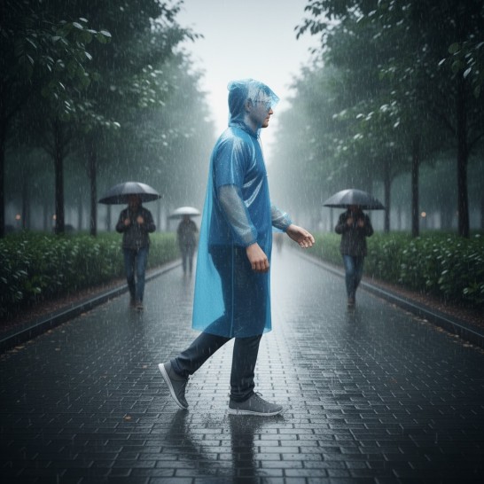 Disposable Raincoat with Draw String Cuff