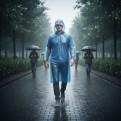 Disposable Raincoat with Draw String Cuff