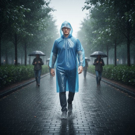 Disposable Raincoat with Draw String Cuff