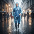 Disposable Raincoat with Draw String Cuff