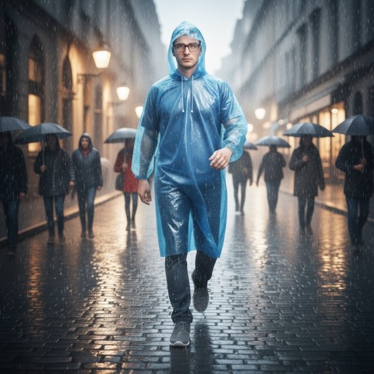Disposable Raincoat with Draw String Cuff
