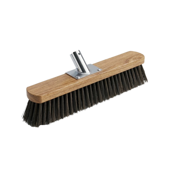 24" Hard Black Bristles Road Sweeping Brush Broom with 140cm Wooden Handle