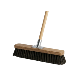24" Hard Black Bristles Road Sweeping Brush Broom with 140cm Wooden Handle