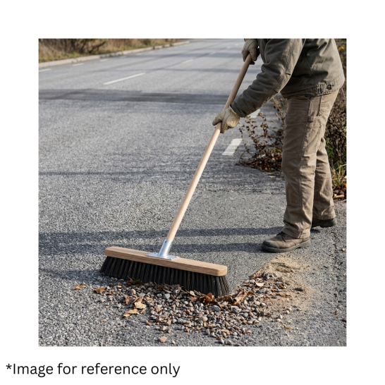 24" Hard Black Bristles Road Sweeping Brush Broom with 140cm Wooden Handle