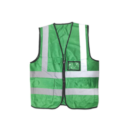 Zip Type Dark Green Safety Vest W Grey Reflective, Pocket & Name Tag