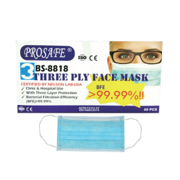 BS8818 Three Ply Mask. Nelson Lab (USA) Certified.