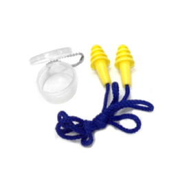 Four Flute Corded Earplug. Yellow.