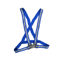 High Visibility Reflective Vest Blue Strip Vest with Buckle.
