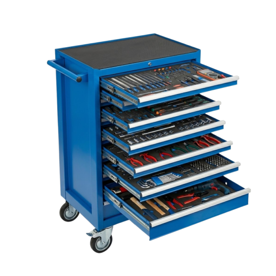 7-Drawer Tool Trolley Blue With Tools [262pcs]