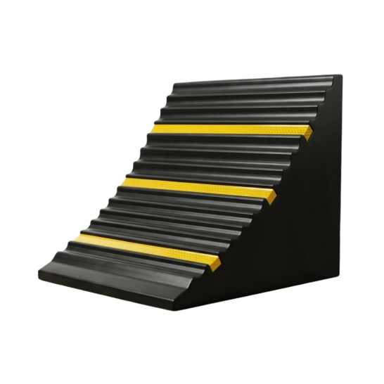 H/D Rubber Wheel Choke For Trailer 320mm x 280mm x 260mm | Black with Yellow Reflective | Wheel Chock