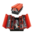 85pcs Tool Set with Cantilever Metal Tool Box | Socket Ratchet Wrench Combination Complete Household Repair Basic Storage Box