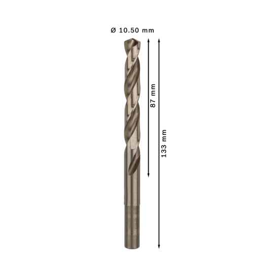 BOSCH PRO Stainless Steel HSS-Co Twist Drill Bit, 10.5 x 87 x 133 mm, 5 pcs