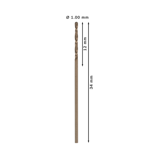 PRO Stainless Steel HSS-Co Twist Drill Bit, 1 x 12 x 34 mm, 10 pcs