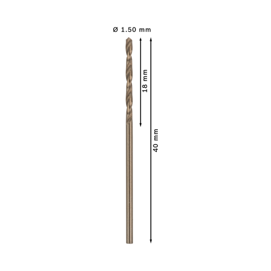 PRO Stainless Steel HSS-Co Twist Drill Bit, 1 x 18 x 40 mm, 10 pcs