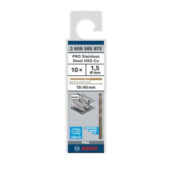 PRO Stainless Steel HSS-Co Twist Drill Bit, 1 x 18 x 40 mm, 10 pcs