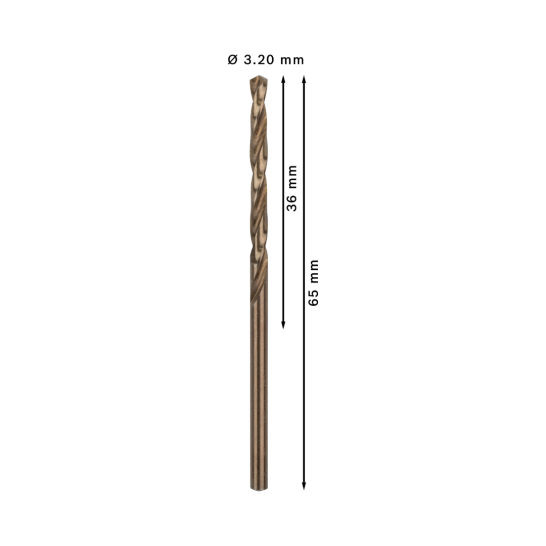 PRO Stainless Steel HSS-Co Twist Drill Bit, 3.2 x 36 x 65 mm, 10 pcs