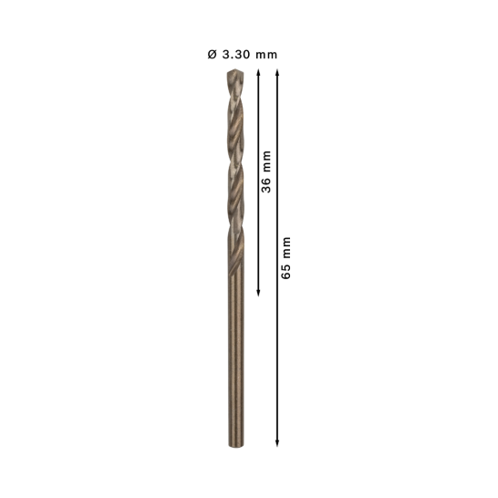 PRO Stainless Steel HSS-Co Twist Drill Bit, 3.3 x 36 x 65 mm, 10 pcs
