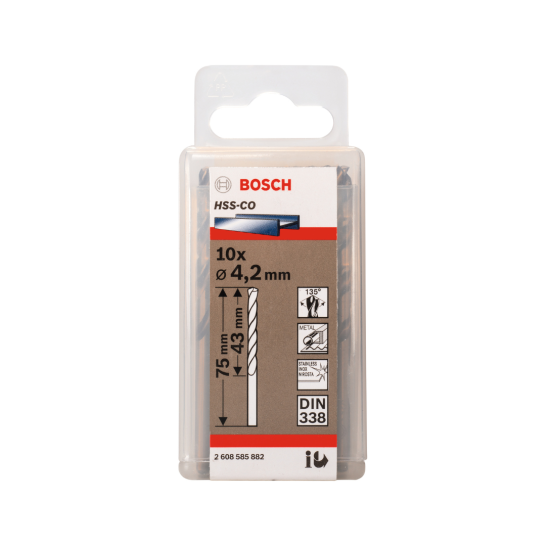 PRO Stainless Steel HSS-Co Twist Drill Bit, 4.2 x 43 x 75 mm, 10 pcs