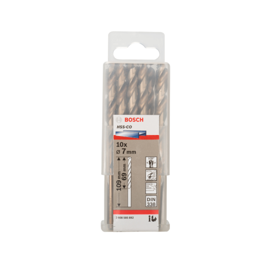 PRO Stainless Steel HSS-Co Twist Drill Bit, 7 x 69 x 109 mm, 10 pcs