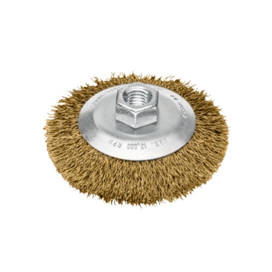 "BIGBON" Crimped Brass Coated Steel Bevel Wheel Brush