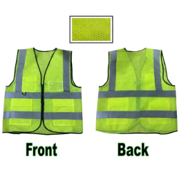 Net Type Zip Green Safety Vest With Grey Reflective