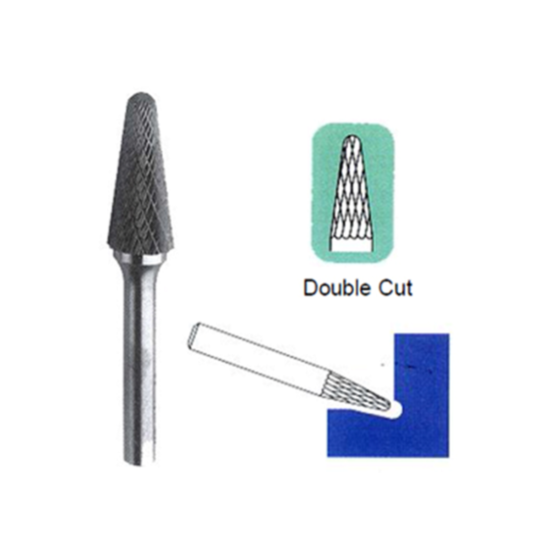 Tungsten Carbide Burrs- Taper Shape Radius End (L)