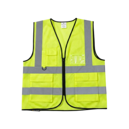 Net Type Zip Green Safety Vest With Grey Reflective