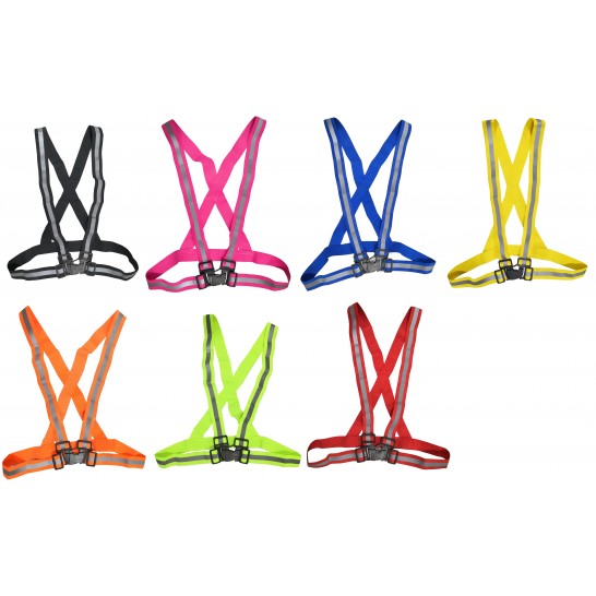 High Visibility Reflective Vest Black Strip Vest with Buckle