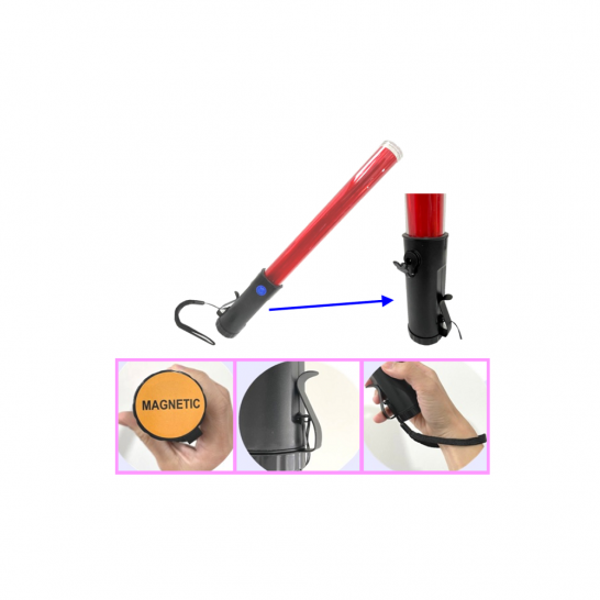 TENTO LED Rechargeable Traffic Command Stick Magnetic Red. Traffic Baton.