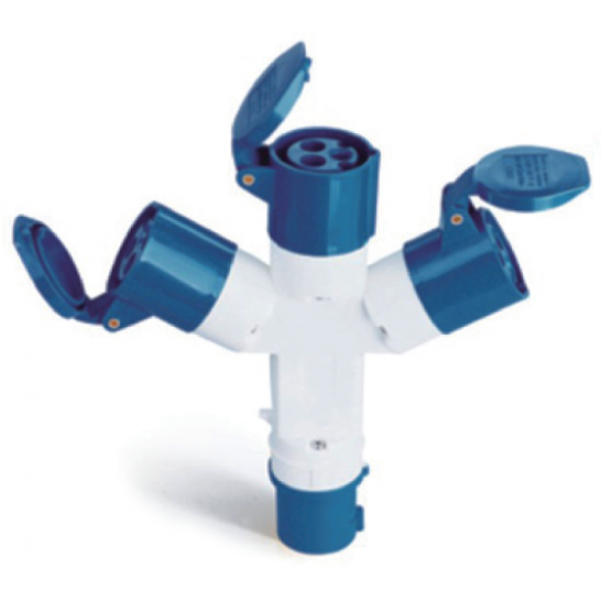 3 Way Industrial Plug & Socket 16Amp