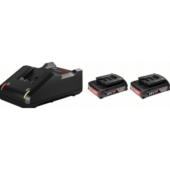 BOSCH Starter Kit 18V 2.0Ah 2pcs Battery and 1pc GAL18V-40 PRO Heavy Duty Charger.