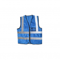 Zip Type Lake Blue Safety Vest W Grey Reflective, Pocket & Name Tag