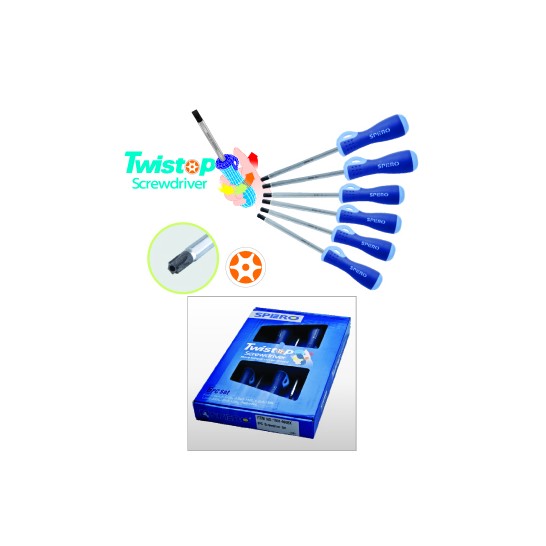 6PC Torqux Head With Central Holed And Hex Shank Screwdriver Set