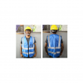Zip Type Lake Blue Safety Vest W Grey Reflective, Pocket & Name Tag