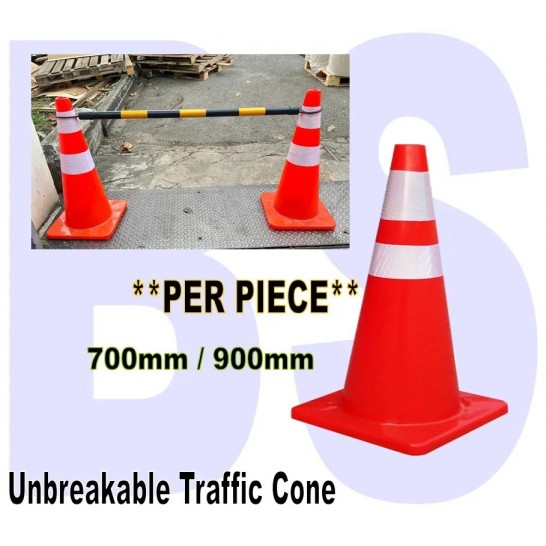 H/D Traffic Cone PVC Unbreakable Body with Reflective Sleeve