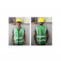 Zip Type Dark Green Safety Vest W Grey Reflective, Pocket & Name Tag