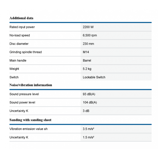 BOSCH GWS 2200 Professional Angle Grinder 230MM 9" 2200W