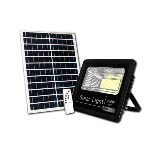 TENTO 200W Solar LED Flood Light IP67 C/W Solar Panel & Remote Control.
