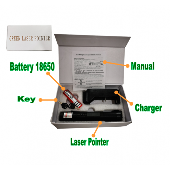 Rechargeable Green Laser Pointer with Adjustable Focus