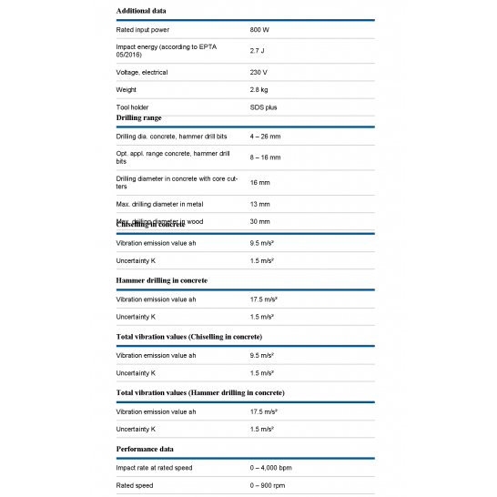 BOSCH GBH 2-26DRE Professional Rotary Hammer with SDS Plus. 800W.
