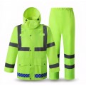 High Visibility Rain Suit. Neon Green with Reflective. 2pcs. Jacket & Pants.