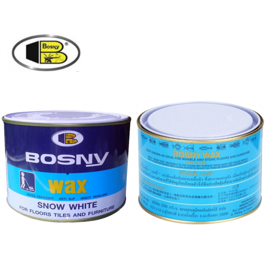BOSNY Floor Wax 400g, Snow White paste for polishing Floor Tiles & Furniture. Anti-Slip. Water Resistant. Insect Repellent.