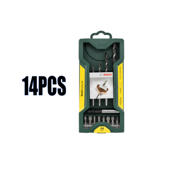 BOSCH 14pcs Mini X-Line Universal Drill Bit Set. Includes screwdriver bits and magnetic universal holder.