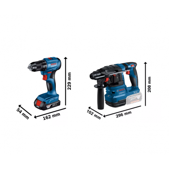 BOSCH GSR 185-LI and GBH 185-LI Professional Combo Kit Set - comes with battery pack and charger