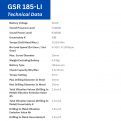GSR 185-LI Technical Data