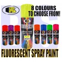 BOSNY Fluorescent Spray Paint Red, Pink, Green, Blue, Yellow, Orange, Orange Yellow , white and Purple.