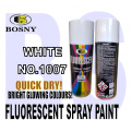 BOSNY Fluorescent Spray Paint Red, Pink, Green, Blue, Yellow, Orange, Orange Yellow , white and Purple.