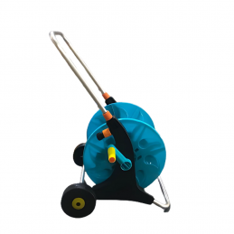 U-BEST Garden Hose Reel with wheels. Comes with 20m hose, hose gun, 4pc nozzle set. High stand