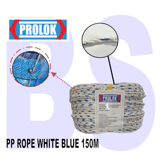 PROLOK Polypropylene Rope. PP Rope with blue dot. 6mm to 16mm. Multipurpose Rope. Camping Rope. Canvas Rope.